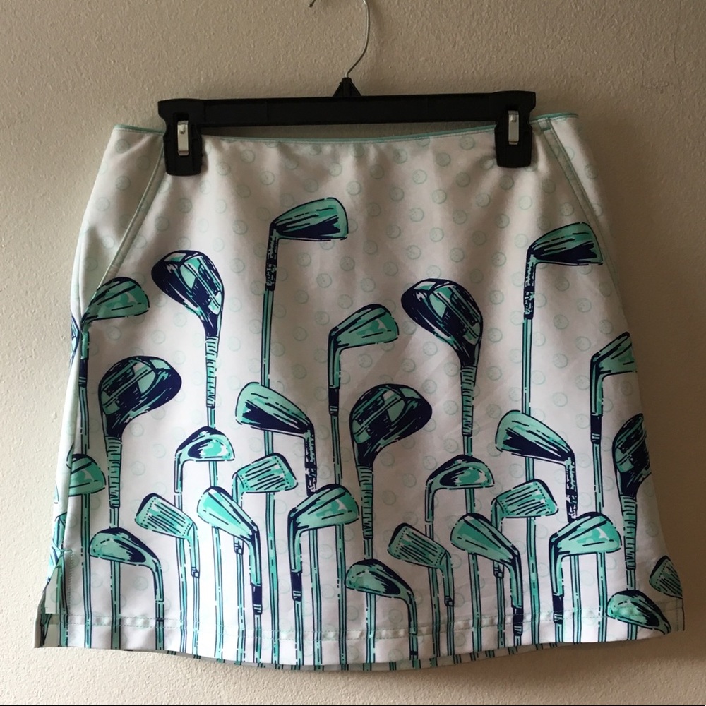 Vineyard Vines Golf Skort blue golf clubs print